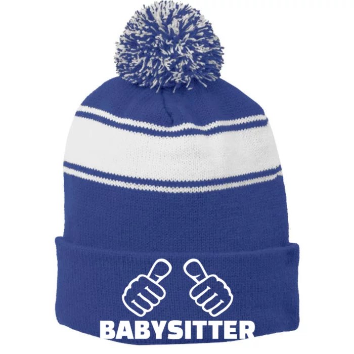 Babysitter Funny Gift Stripe Pom Pom Beanie