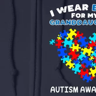 Blue For Granddaughter Autism Awareness Full Zip Hoodie