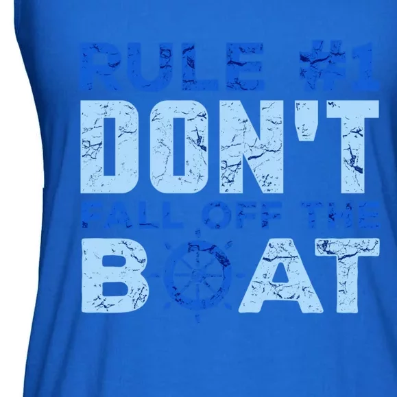 Boating Funny Gift Rule 1 Dont Fall Off The Boagift Ladies Essential Flowy Tank