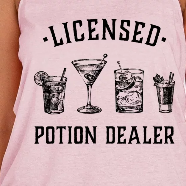 Bartender Funny Gift Licensed Potion Dealer Funny Gift Cocktail Art Funny Gift Women's Knotted Racerback Tank