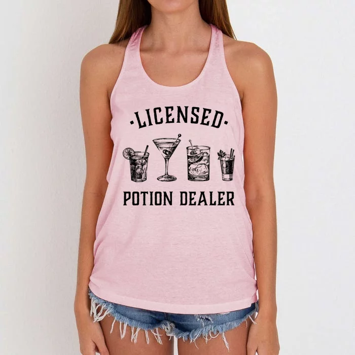 Bartender Funny Gift Licensed Potion Dealer Funny Gift Cocktail Art Funny Gift Women's Knotted Racerback Tank