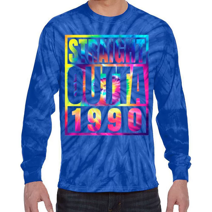 Birthday Funny Gift Born In 1990 Straight Outta 1990 Gift Tie-Dye Long Sleeve Shirt