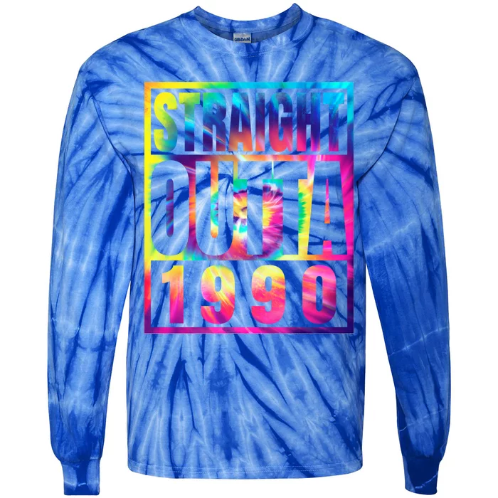 Birthday Funny Gift Born In 1990 Straight Outta 1990 Gift Tie-Dye Long Sleeve Shirt