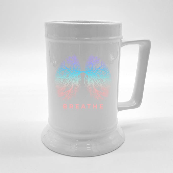 Breathe Funny Gift Tree Lungs Of Nature Just Breathe Tree Of Life Gift Front & Back Beer Stein