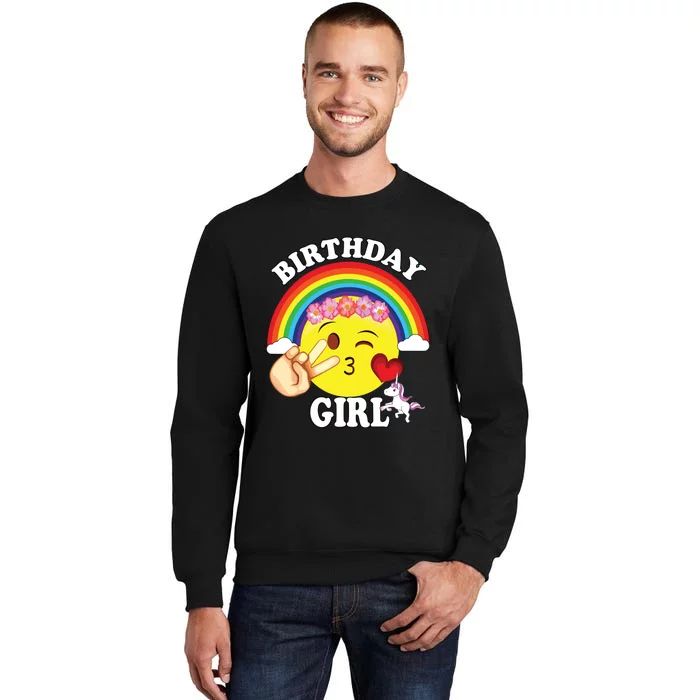 Birthday For Girl Unicorn Rainbow Heart Kiss Tall Sweatshirt