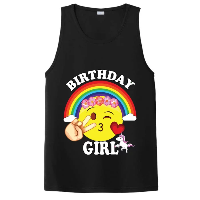 Birthday For Girl Unicorn Rainbow Heart Kiss Performance Tank