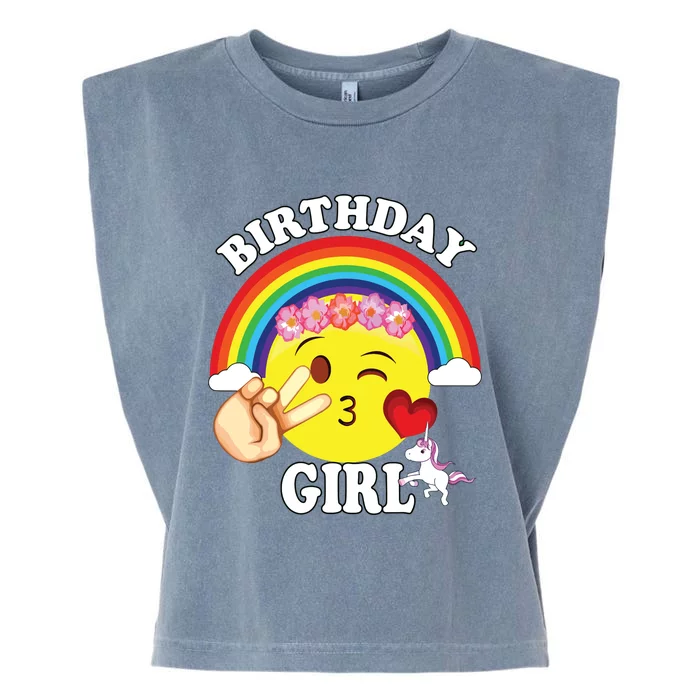 Birthday For Girl Unicorn Rainbow Heart Kiss Garment-Dyed Women's Muscle Tee