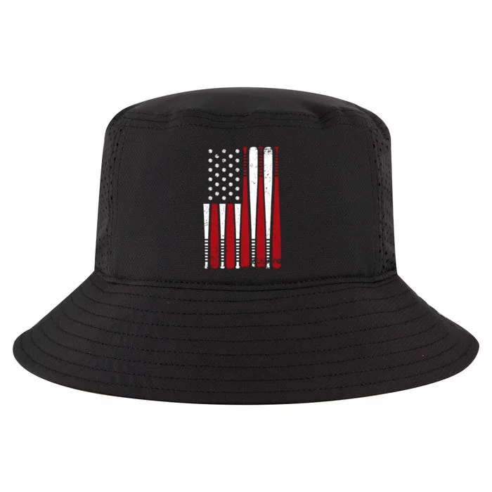 Baseball Flag Gifts Patriotic Baseball Cool Comfort Performance Bucket Hat