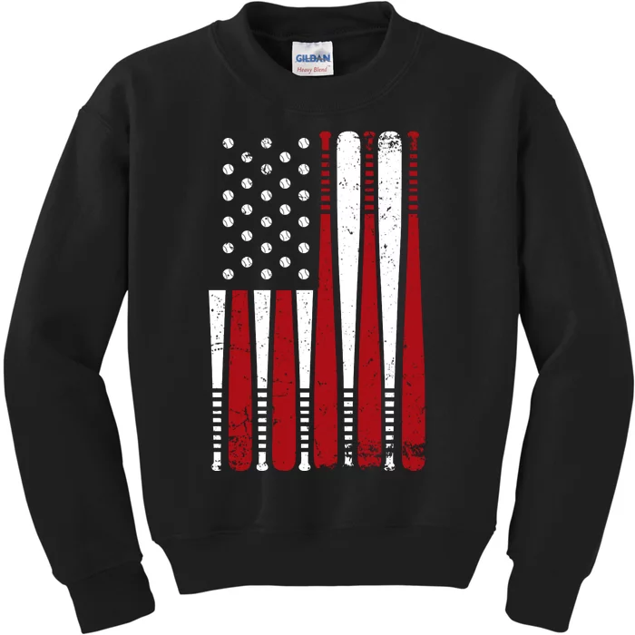 Baseball Flag Gifts Patriotic Baseball Kids Sweatshirt