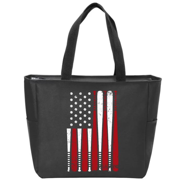 Baseball Flag Gifts Patriotic Baseball Zip Tote Bag