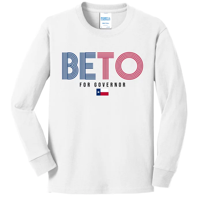 Beto For Governor Texas Flag Kids Long Sleeve Shirt