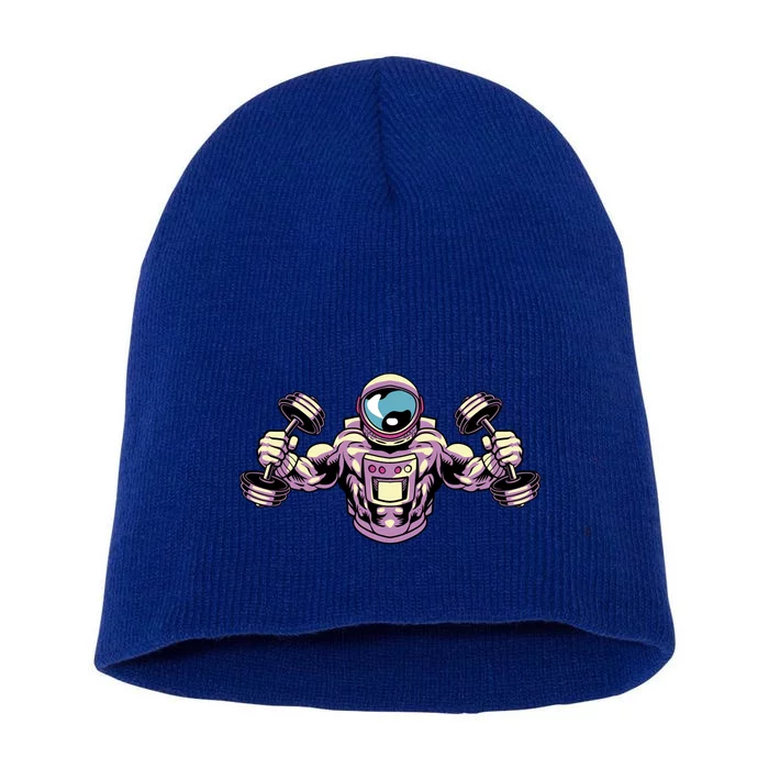 Bodybuilding Fitness Gym Gift Space Astronaut Bodybuilder Great Gift Short Acrylic Beanie