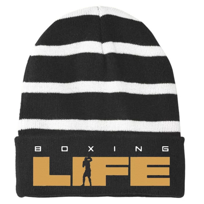 Boxing Funny Gift Striped Beanie with Solid Band