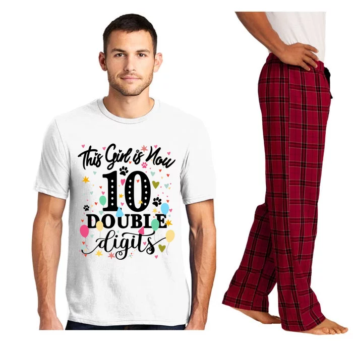 Birthday Funny Gift 10 Yrs Old This Girl Is Now 10 Double Digits Gift Pajama Set