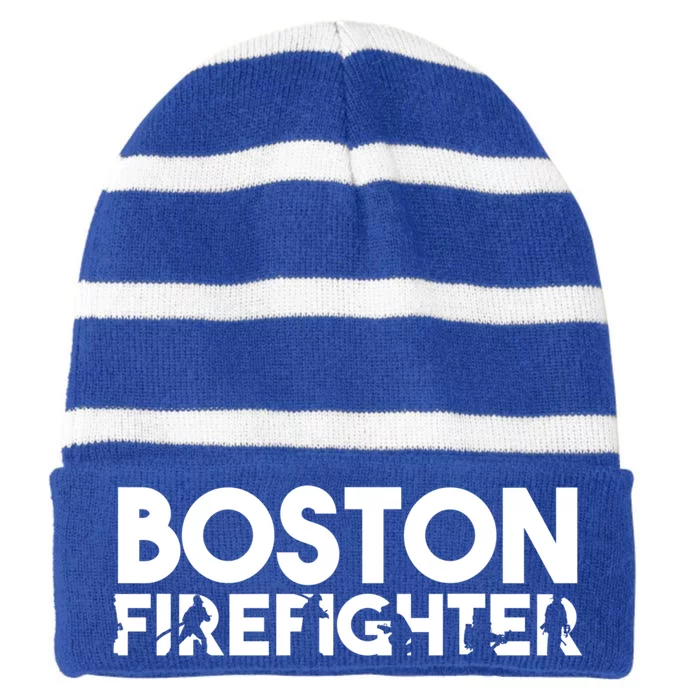 Boston Firefighter Gift Firefighter Dad Gift Great Gift Striped Beanie with Solid Band