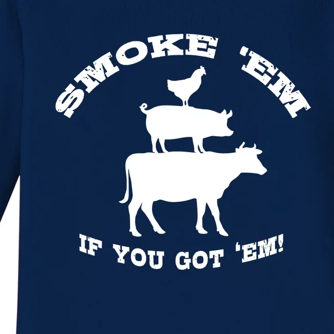 Bbq Funny Gift Meat Smoking Barbecue Gift Grilling Dad Baby Long Sleeve Bodysuit