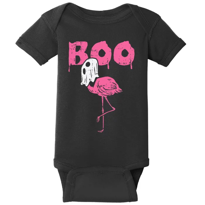 Boo Flamingo Ghost Fun Halloween Animal Bird Baby Bodysuit