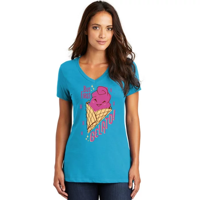 But First Gelato Cute Women's V-Neck T-Shirt