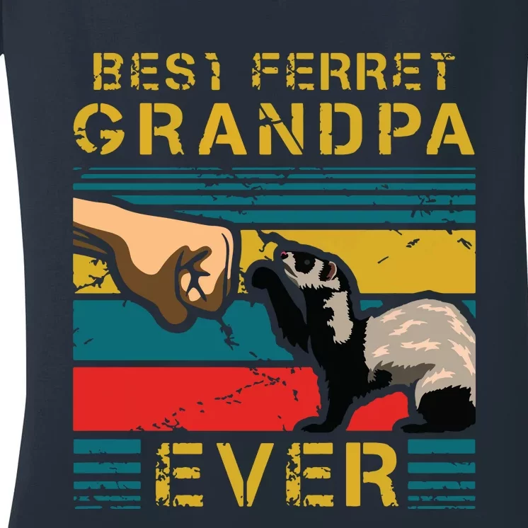 Best Ferret Grandpa Ever Grandparent Animal Fatherhood Women's V-Neck T-Shirt