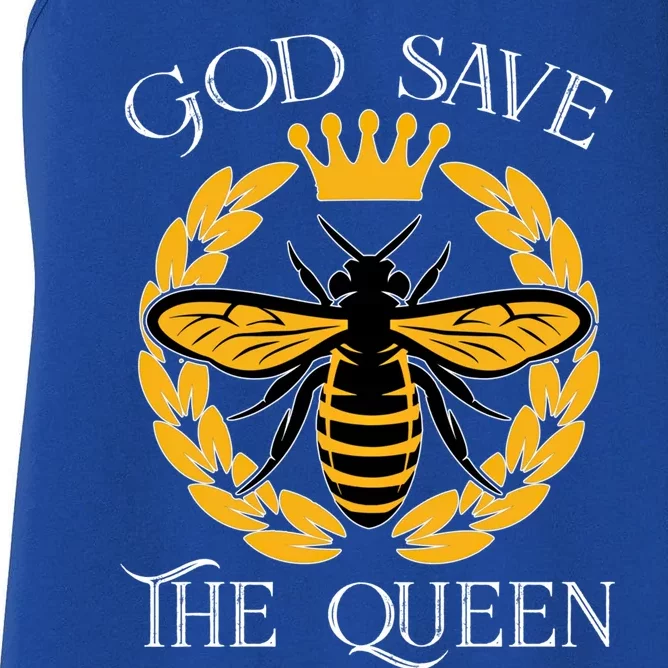 Bee Flowers God Save The Queen Nature Save The Bees Gift Women's Racerback Tank