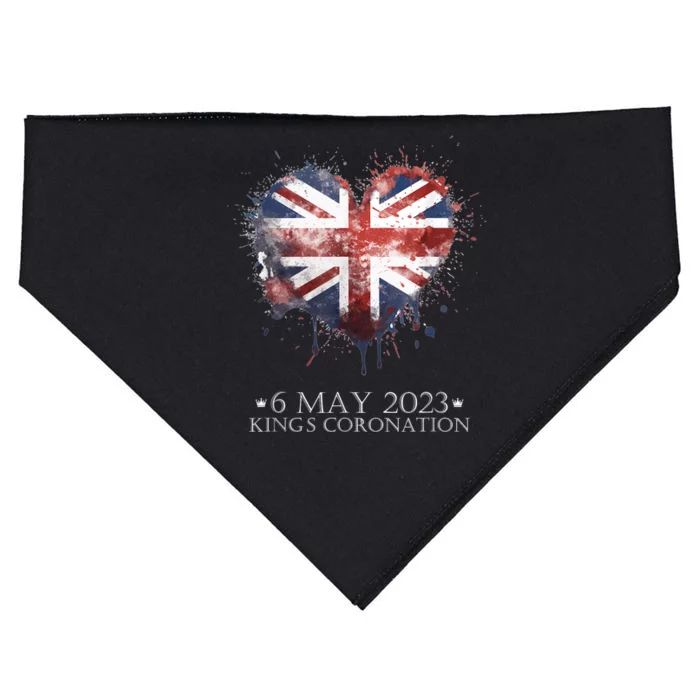 British Flag Heart King's Coronation. Union Jack Charles USA-Made Doggie Bandana