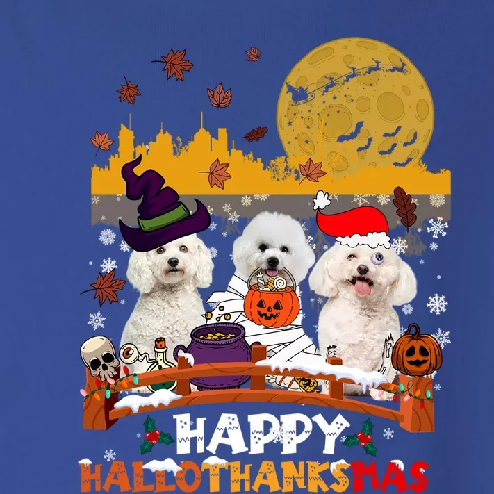 Bichon Frise Happy Hallothanksmas Halloween Thanksgiving Gift Toddler Long Sleeve Shirt