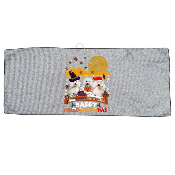 Bichon Frise Happy Hallothanksmas Halloween Thanksgiving Gift Large Microfiber Waffle Golf Towel