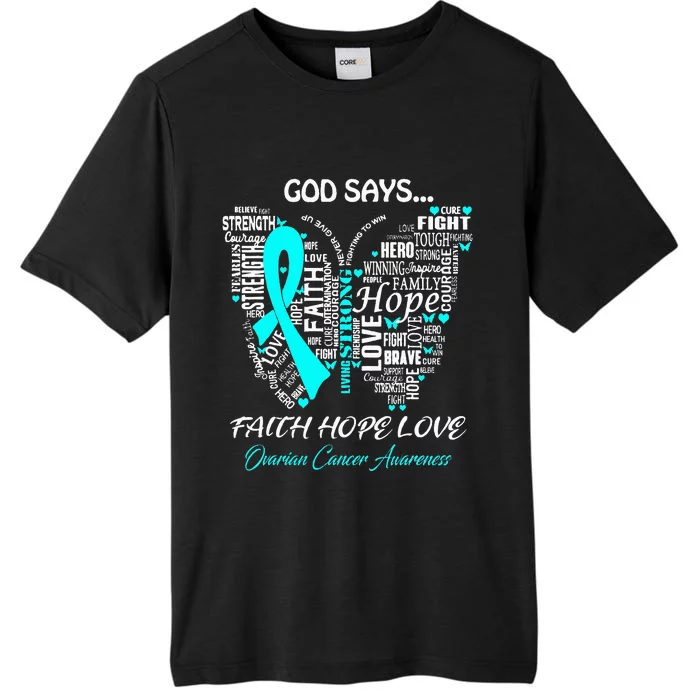 Butterfly Faith Hope Love Ovarian Cancer Awareness Gifts ChromaSoft Performance T-Shirt