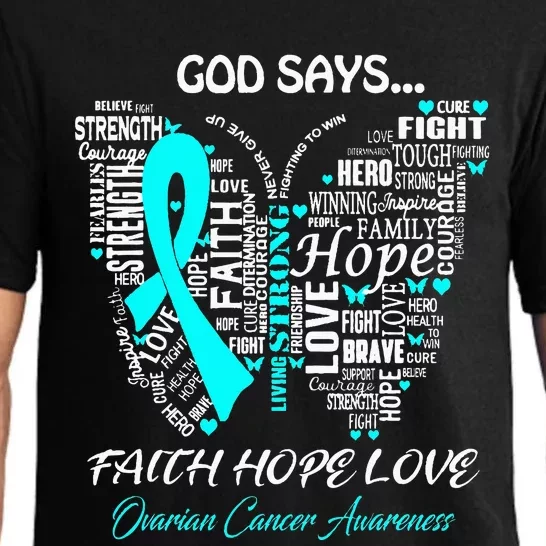 Butterfly Faith Hope Love Ovarian Cancer Awareness Gifts Pajama Set