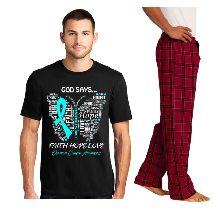 Butterfly Faith Hope Love Ovarian Cancer Awareness Gifts Pajama Set