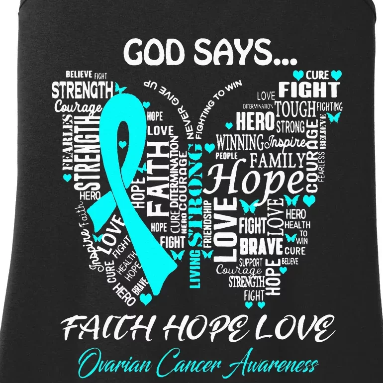 Butterfly Faith Hope Love Ovarian Cancer Awareness Gifts Ladies Essential Tank