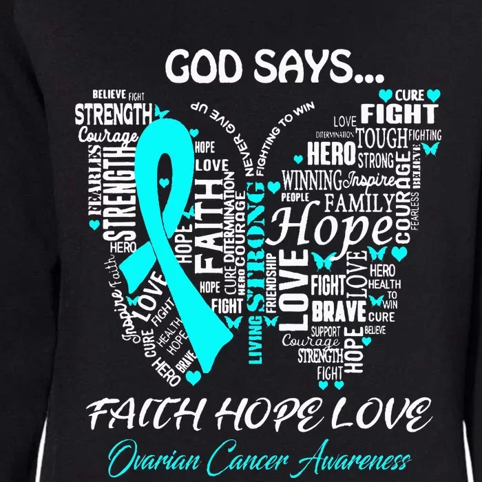 Butterfly Faith Hope Love Ovarian Cancer Awareness Gifts Womens California Wash Sweatshirt