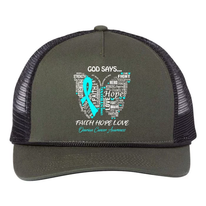 Butterfly Faith Hope Love Ovarian Cancer Awareness Gifts Retro Rope Trucker Hat Cap