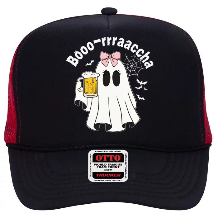 Booracha Funny Halloween Ghost Beer Design Borracha High Crown Mesh Trucker Hat