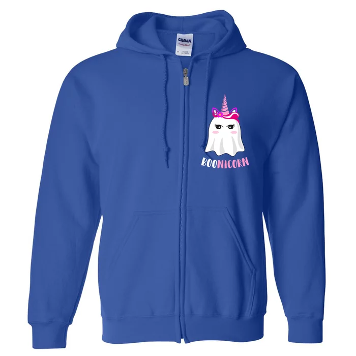 Boonicorn Funny Halloween Unicorn Ghost Pun Joke Gift Cool Gift Full Zip Hoodie