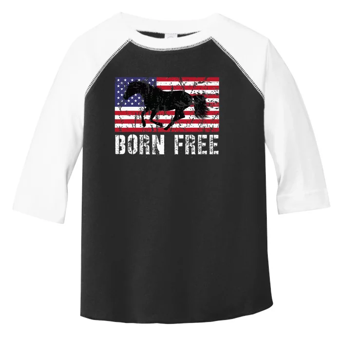 Born Free Horse American Flag Wild Mustang Toddler Fine Jersey T-Shirt