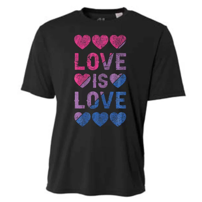 Bisexual Flag Hearts Love LGBT Bi Pride Co. Cooling Performance Crew T-Shirt