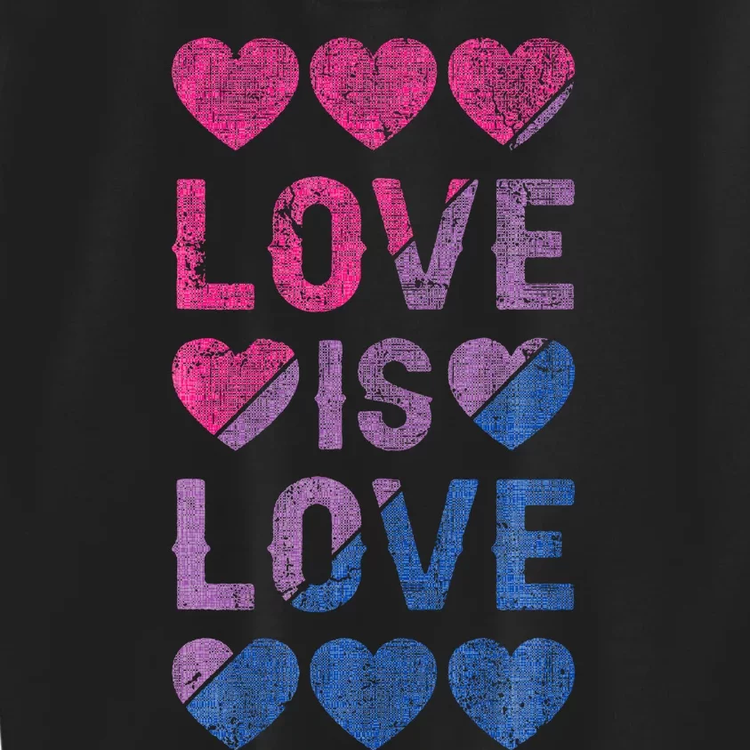 Bisexual Flag Hearts Love LGBT Bi Pride Co. Kids Sweatshirt