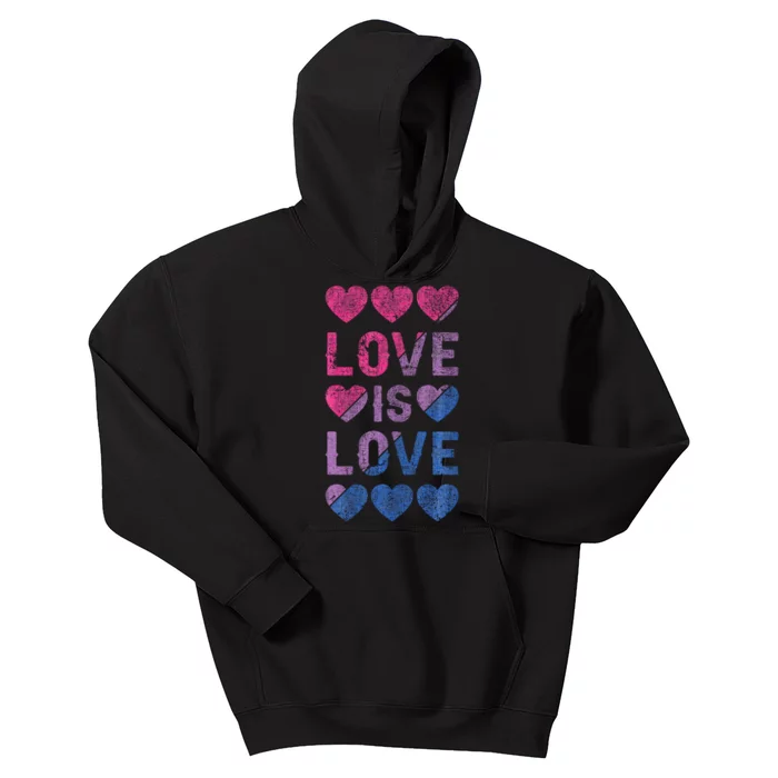 Bisexual Flag Hearts Love LGBT Bi Pride Co. Kids Hoodie