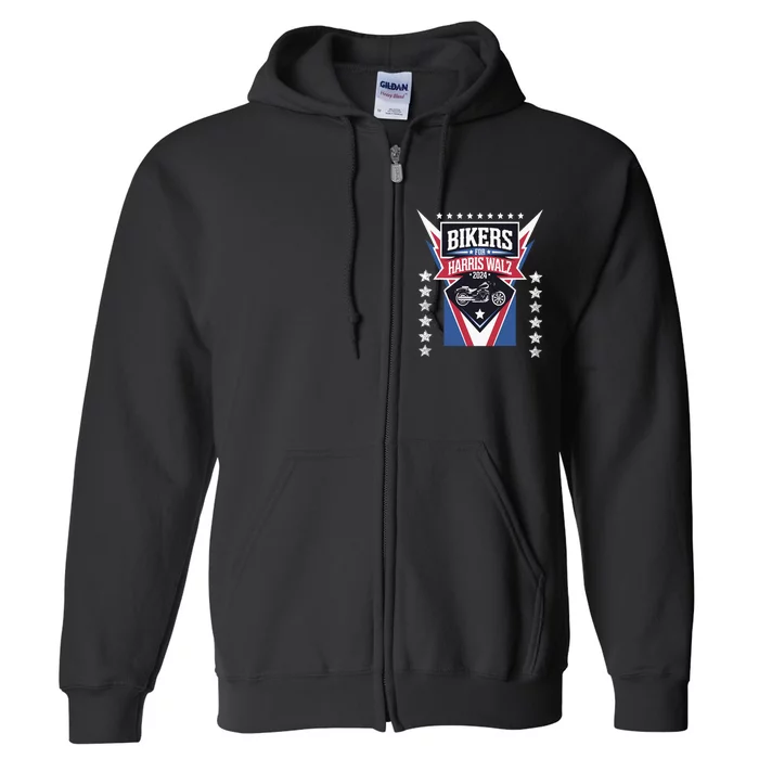 Bikers For Harris Walz 2024 Harris Waltz 2024 Election Full Zip Hoodie