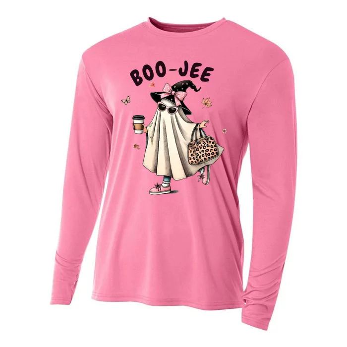 Boojee Funny Halloween Boujee Shopping Ghost Fall Cooling Performance Long Sleeve Crew