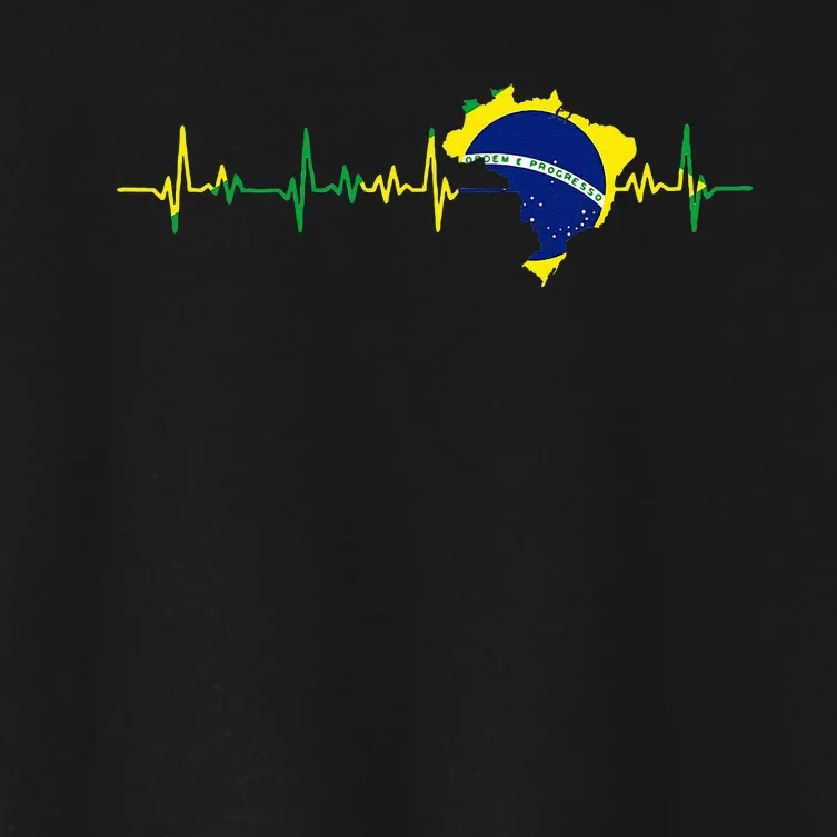 Brazil flag heartbeat Brasil Women's Crop Top Tee