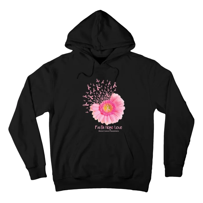 Butterflies Faith Hope Love Breast Cancer Butterflies Sunflower Hoodie