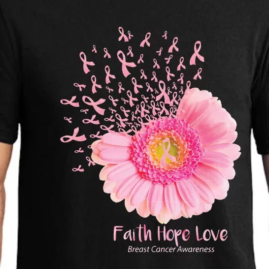 Butterflies Faith Hope Love Breast Cancer Butterflies Sunflower Pajama Set