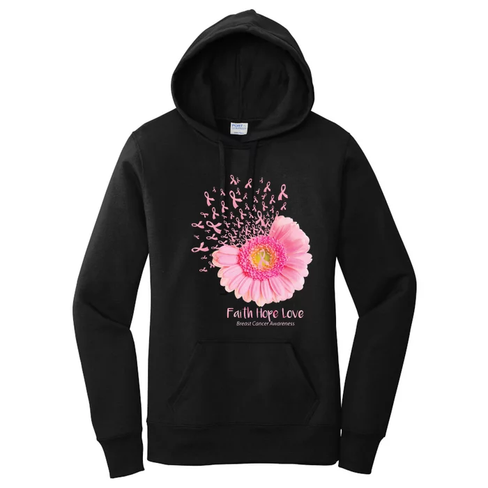 Butterflies Faith Hope Love Breast Cancer Butterflies Sunflower Women's Pullover Hoodie