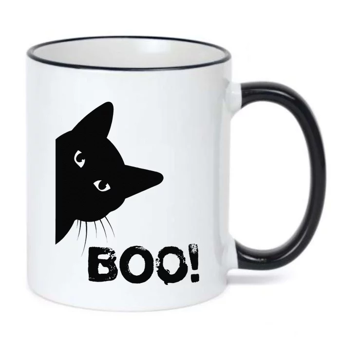 Boo! Funny Hiding Peekaboo Scary Halloween Cat Black Color Changing Mug