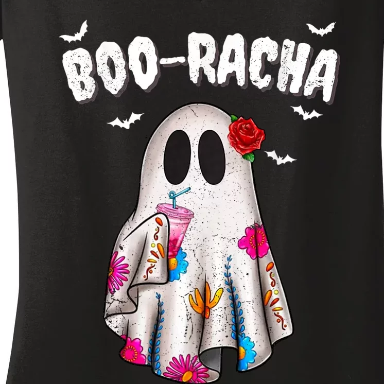 Booracha Funny Halloween Ghost Boo Jee Ghost For Halloween Women's V-Neck T-Shirt