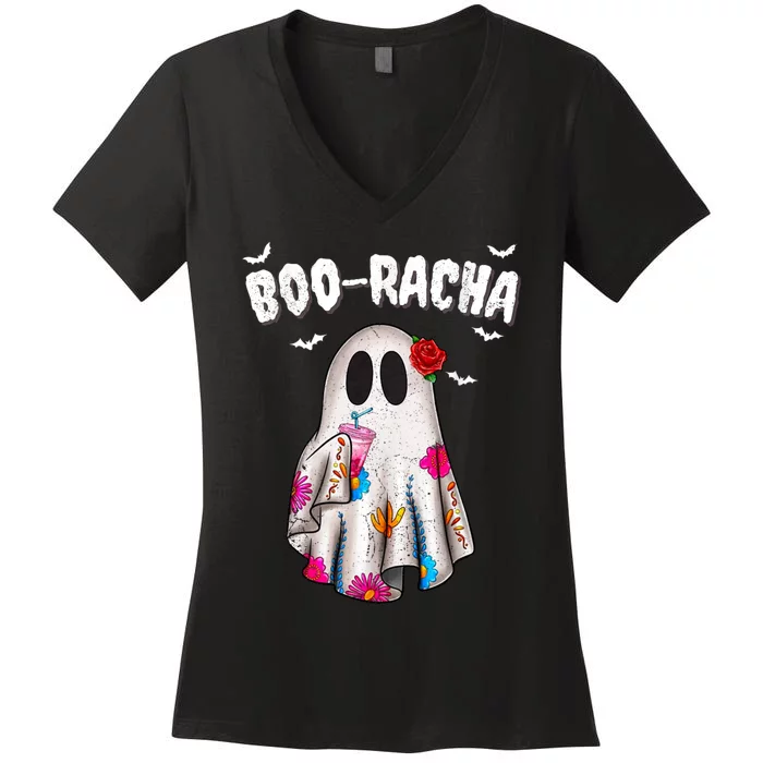 Booracha Funny Halloween Ghost Boo Jee Ghost For Halloween Women's V-Neck T-Shirt