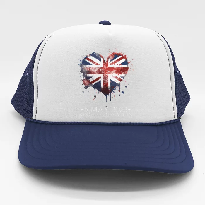 british flag heart King's Coronation. Union Jack Charles Trucker Hat