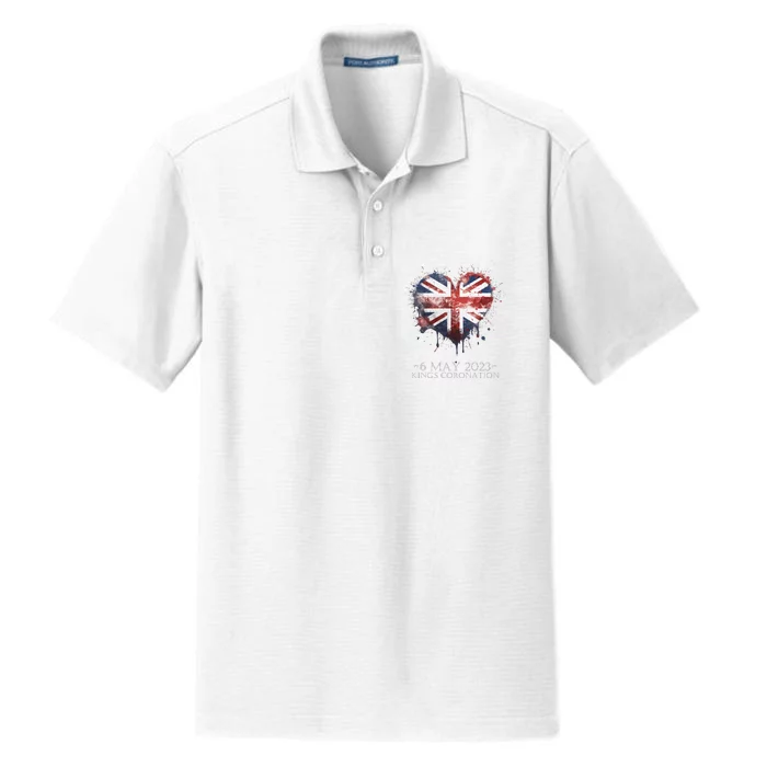 british flag heart King's Coronation. Union Jack Charles Dry Zone Grid Performance Polo